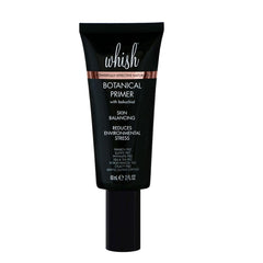Whish Bakuchiol Primer bottle pouring, pore-blurring makeup prep.
