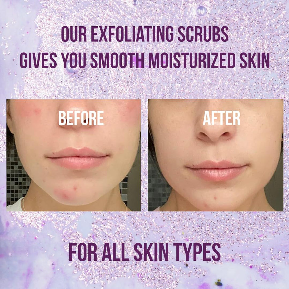 White Naturals Blueberry Scrub texture with blueberry seed oil for smooth skin.