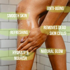 Pleasant watermelon fragrance enhances shower routine with White Naturals scrub.