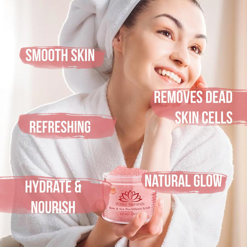 White Naturals calming scrub texture for a home spa experience