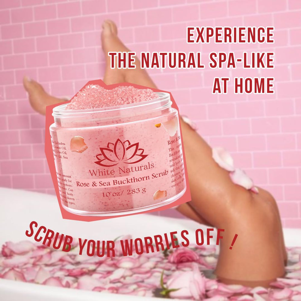 White Naturals scrub being massaged on arms for gentle exfoliation