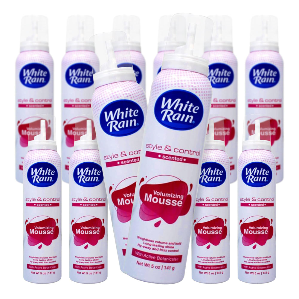 White Rain Volumizing Mousse bottle with light lift for fine hair.