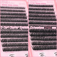 WIGICD lash clusters D curl close-up 9-16mm demonstrates natural lift and volume