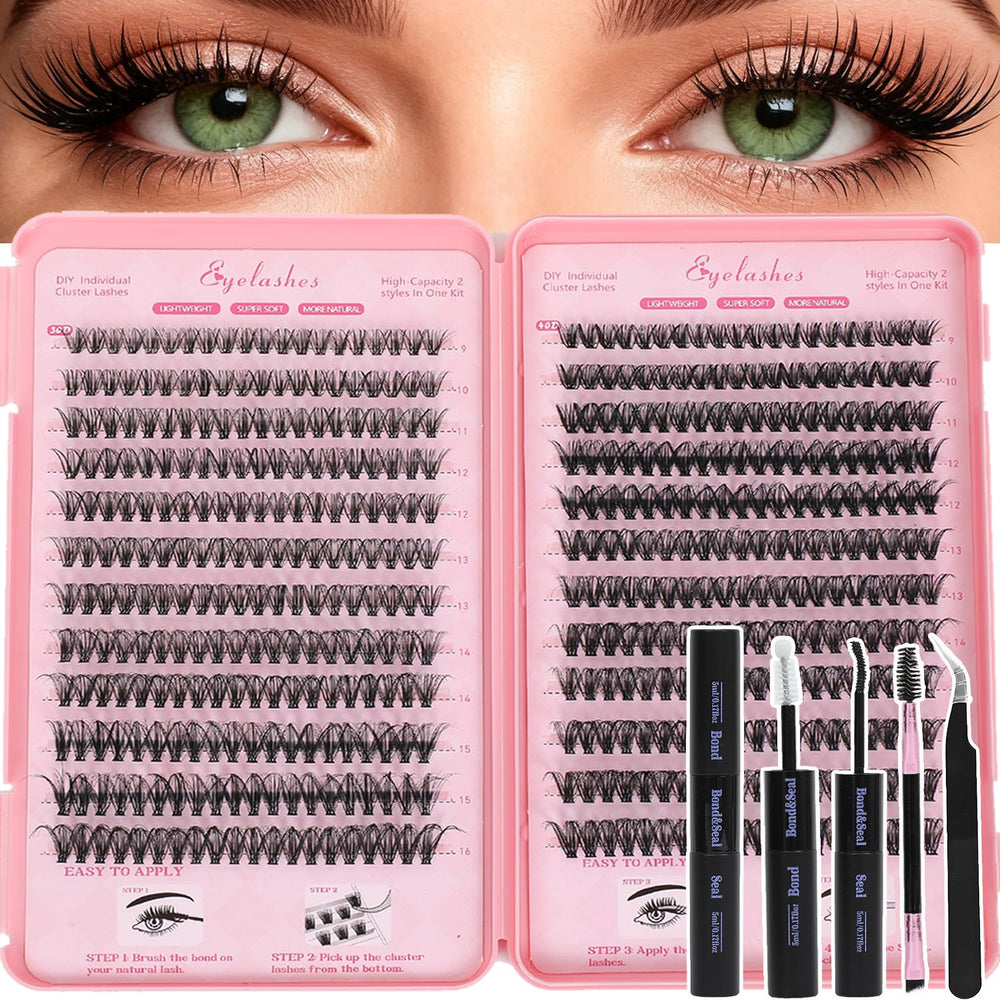WIGICD Lash Clusters Kit contents with varied densities for customization.