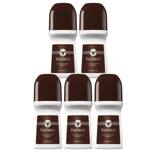 Wild Country roll-on deodorant pack of five kept in a gym bag for daily freshness.