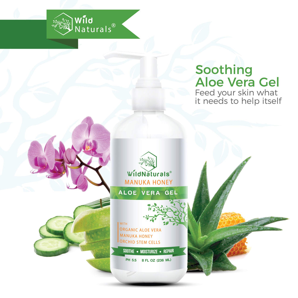 Close-up of Wild Naturals aloe vera gel texture for quick absorption