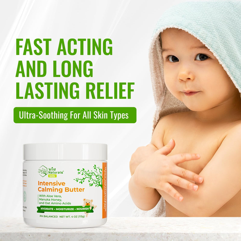 Applying Wild Naturals Baby Eczema Cream on the arm demonstrates quick-absorb texture