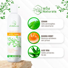 Wild Naturals body wash foam close-up demonstrates rich lather, gentle cleansing