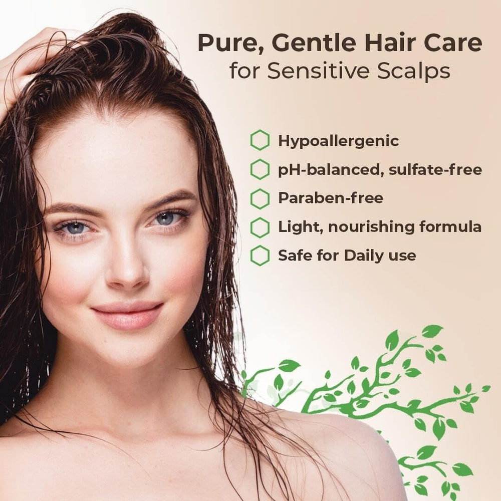 Applying Wild Naturals Psoriasis Shampoo to scalp for soothing relief.