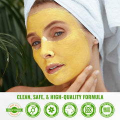 Wild Naturals Turmeric Clay Mask on dry skin showing soothing relief