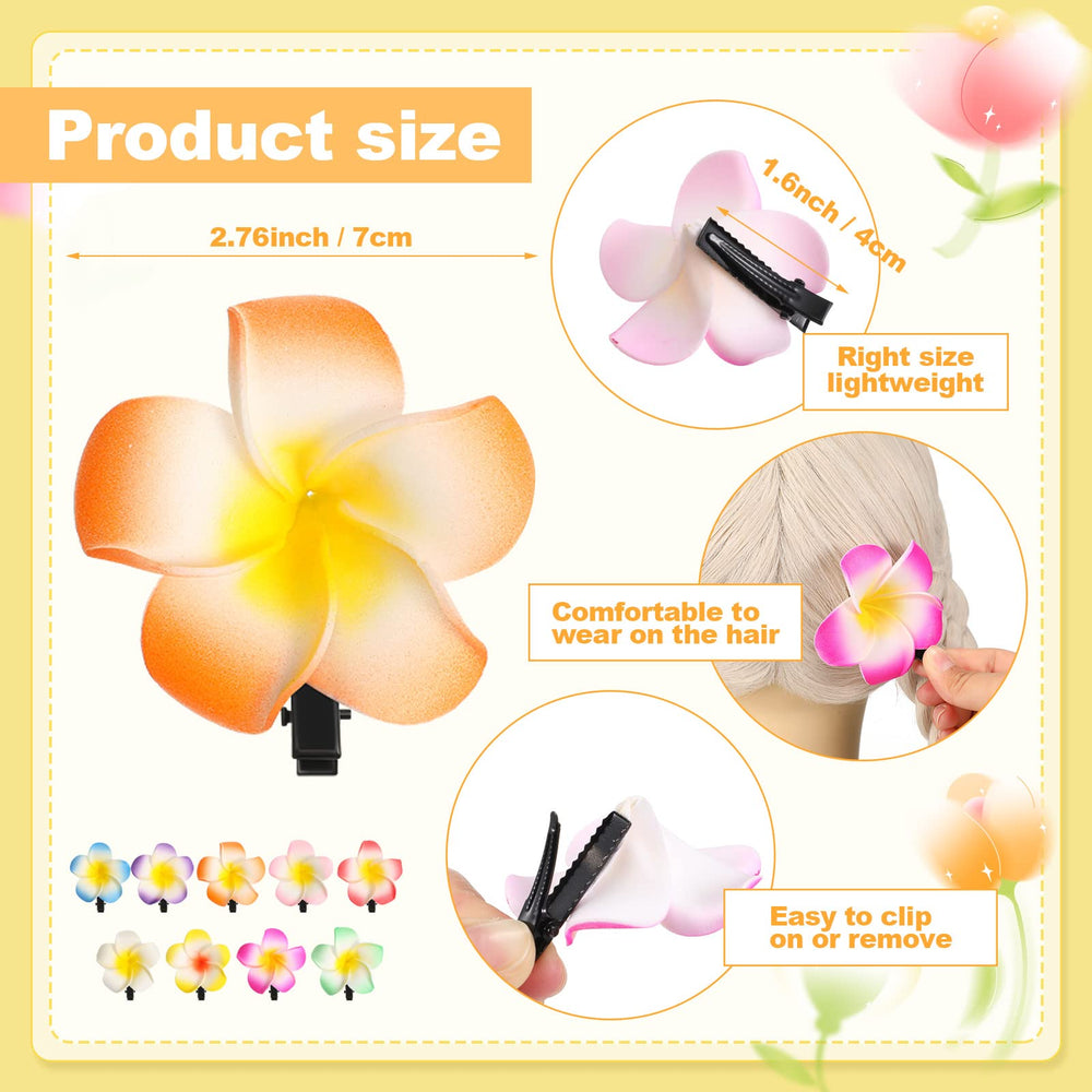 WILLBOND Hawaiian plumeria clip closeup highlighting vibrant foam flower for tropical looks.