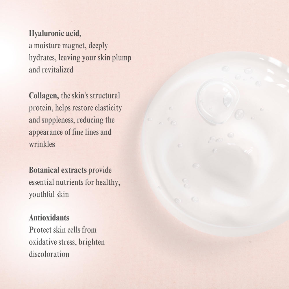 Wilma Schumann Collagen Hydrating Serum application close-up shows smooth, rapid absorption.