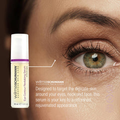 Dermatologist-tested badge beside Wilma Schumann Eye Contour Serum professional reassurance