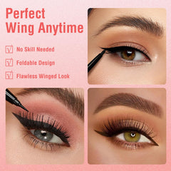 Eyeliner Stamp winged stamp closeup shows precise symmetry.