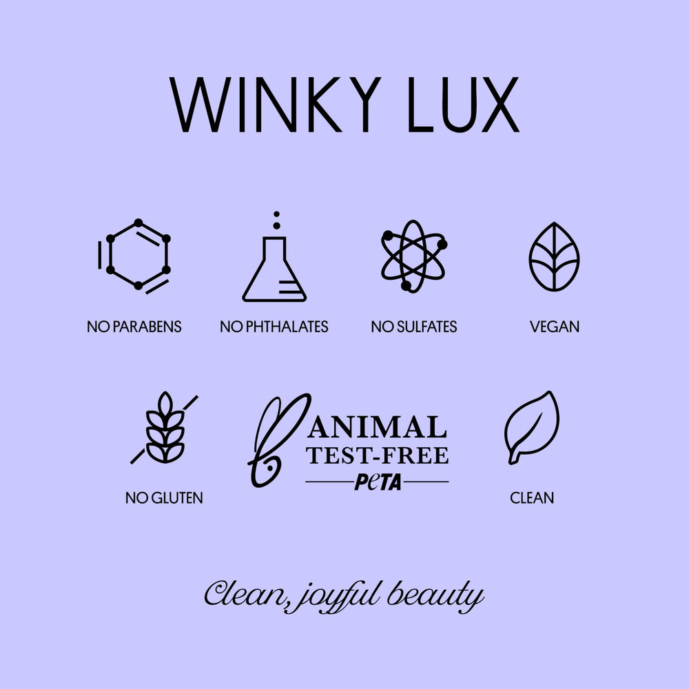 Winky Lux Amethyst Glimmer Balm glow under lights showing subtle shimmer.