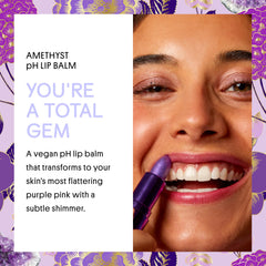 Winky Lux Amethyst Glimmer Balm lip swatch showing color and hydration.
