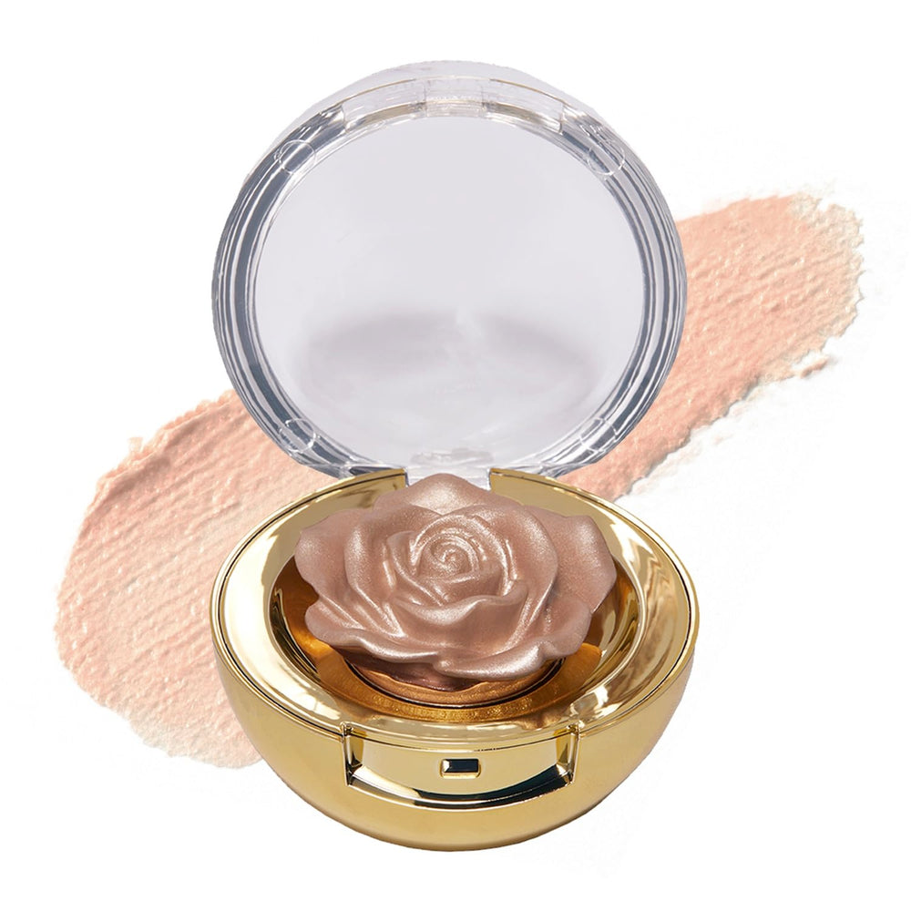 Winky Lux Cheeky Rose Highlighter in rose shape adds pearlescent glow to cheeks