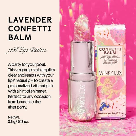 Winky Lux Lavender Confetti Balm application focus delivering a personalized pink tint.