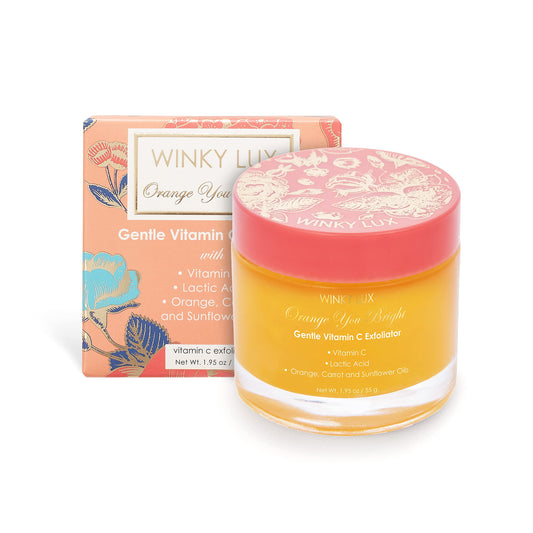 Winky Lux Orange You Bright Exfoliator bottle front promotes radiant skin