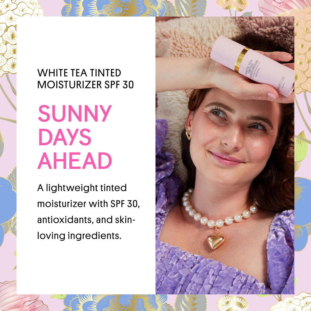Texture swatch of Winky Lux White Tea Tinted Moisturizer highlighting buildable coverage