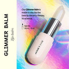 Winky Lux Rosé Glimmer Balm being applied to lips with pink tint.