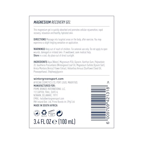 Close-up of Wintergreen Magnesium Body Gel texture showing non-greasy finish