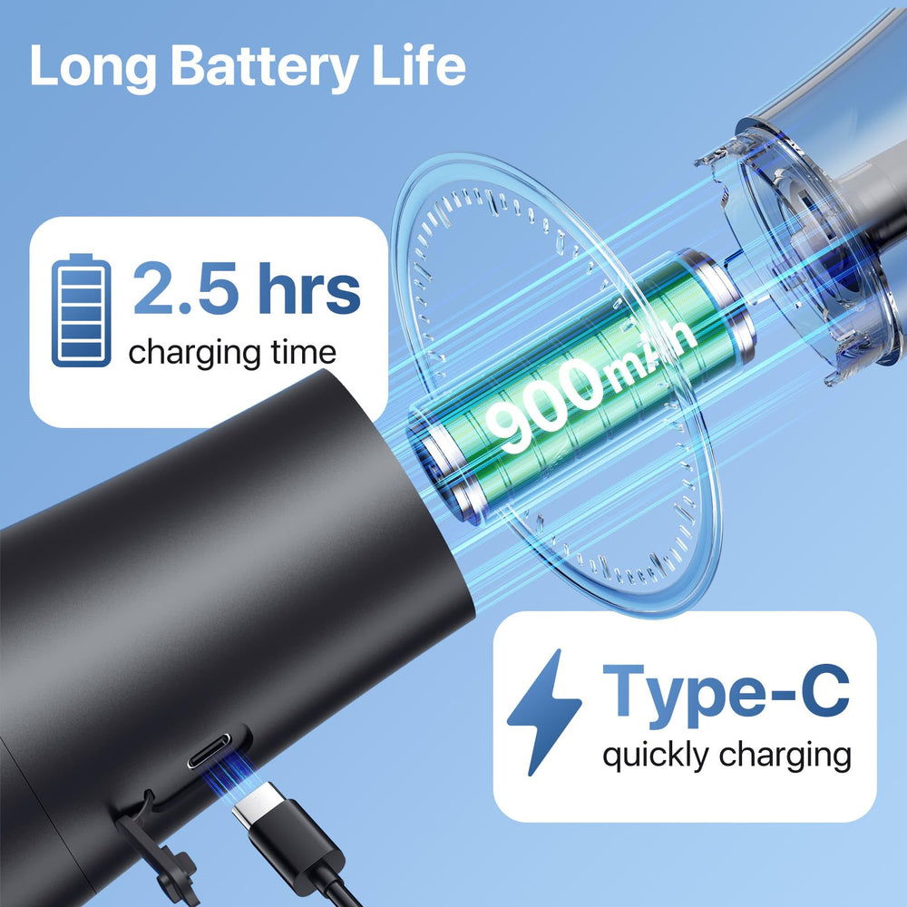 Wisdagaly ear cleaner 900mAh battery with USB-C charging for long use.