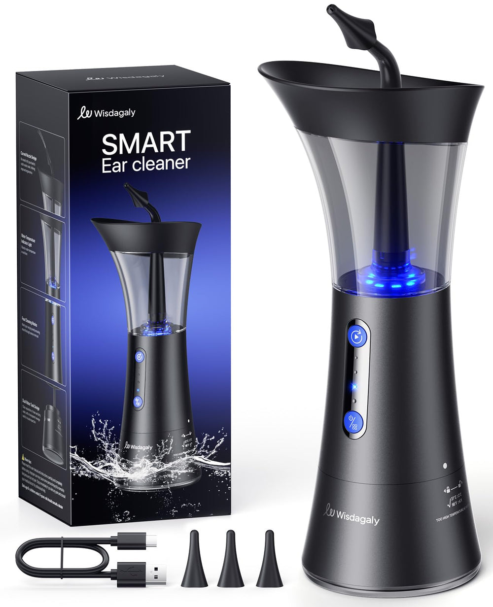 Wisdagaly ear cleaner with dual water tank in use for clean irrigation.