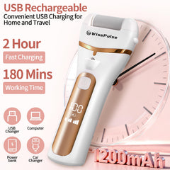 WisePulse electric foot callus remover with LED display for easy power monitoring