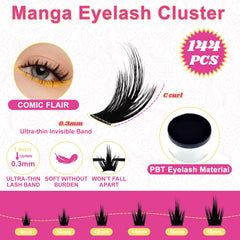 WiWiLINK manga lash clusters 8-18mm close-up for a wispy dramatic look