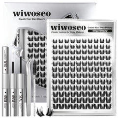 wiwoseo Bunny Lash Clusters Kit with manga lashes for volumized, natural-looking eyes.