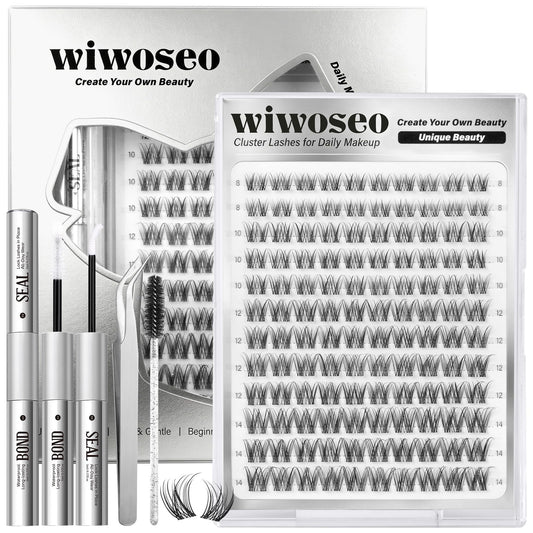 wiwoseo flaunt lash clusters show natural D-curl 8-14mm for a fuller daily look.
