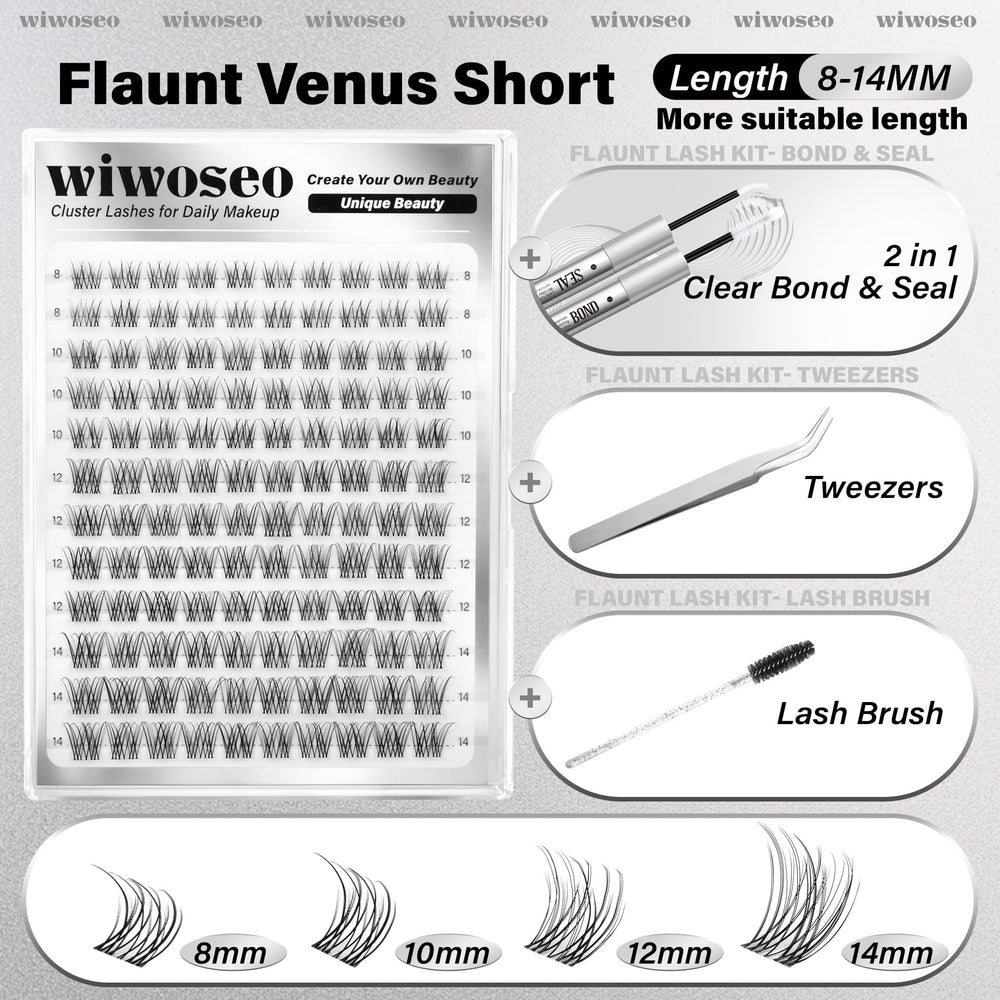 Wiwoseo Natural lash clusters pack designed for beginner-friendly DIY styling