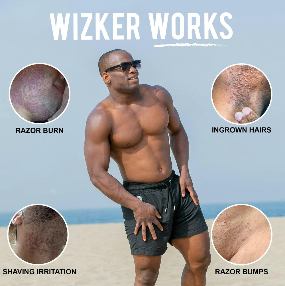 WIZKER Premium ingrown hair exfoliating brush with waterproof design for shower-ready routine