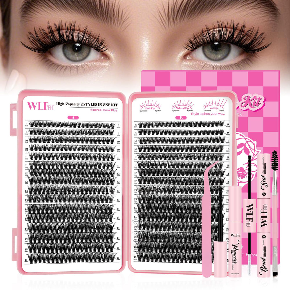 WLFRHD WLF lash clusters kit case keeps everything organized for at-home use.