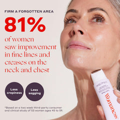 Chest-area use of Womaness Let’s Neck Serum for a smoother appearance.