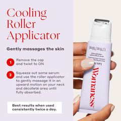 Cooling roller of Womaness Let’s Neck Serum delivers a refreshing neck massage.