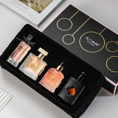 Women's Perfume Set front view in a gift box with gold accents, ideal for gifting.