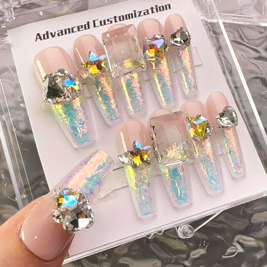 WOMHOPE handmade press-on nails full cover for durable at home elegance