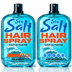 Wonder Family sea salt spray bottle for easy beach waves and texture.