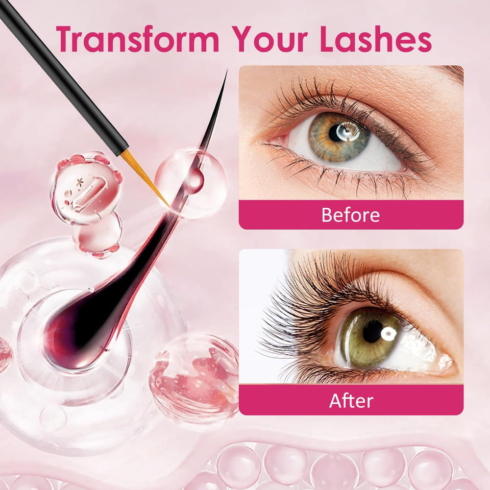WONERBE before and after lashes showing fuller natural-looking results over weeks