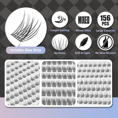 WONSIS natural-look eyelash clusters worn for a seamless everyday finish.