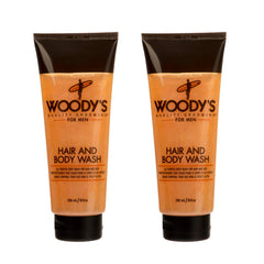 Woodys 2-in-1 hair and body wash bottle for daily cleansing
