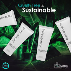 World Amenities Bodyography Blanc travel-size tubes ready for guest room replenishment