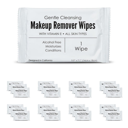 World Amenities bulk makeup wipes in a large pack for hotels and guests.