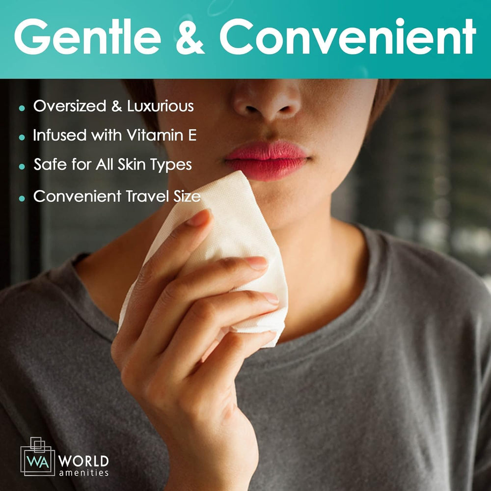 World Amenities individually wrapped wipes ensure hygiene during travel and stay.