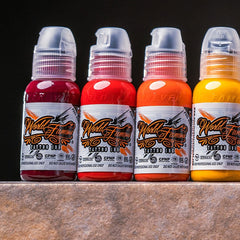 World Famous Tattoo Ink 12 Primary Color Kit3 white ink bottle highlighting pigment versatility