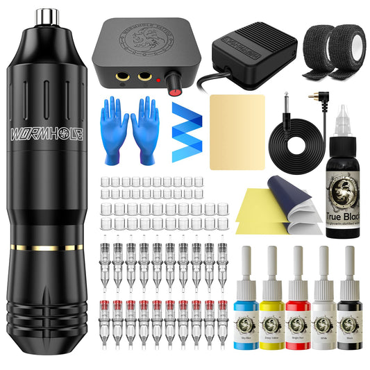 Wormhole Tattoo pen with RCA connection, smooth operation for beginners.