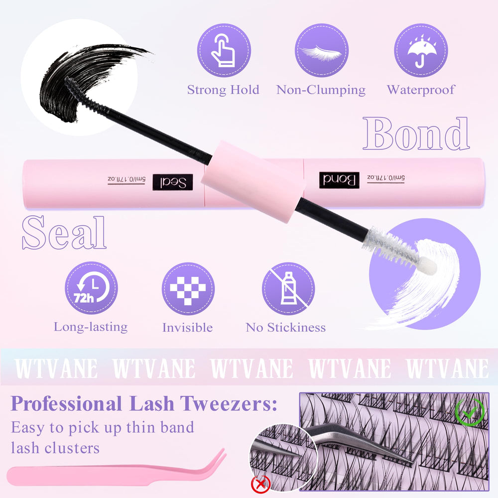 Wtvane easy-application clusters kit for DIY lash extensions at home.