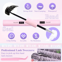 Wtvane easy-application clusters kit for DIY lash extensions at home.